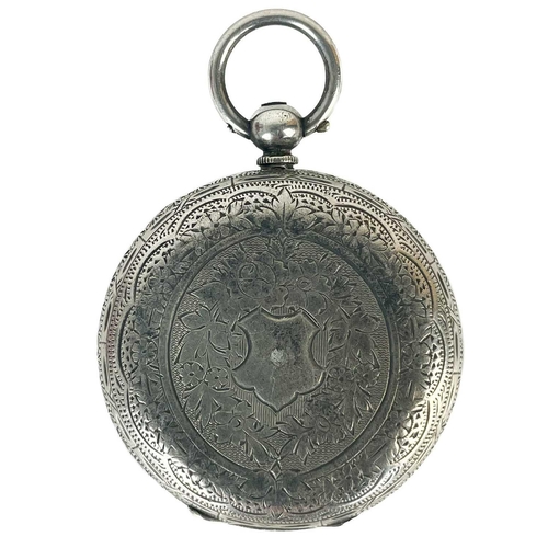 30 - Three silver cased pocket watches. To include a .935 silver cased Swiss fob watch, the lever movemen... 