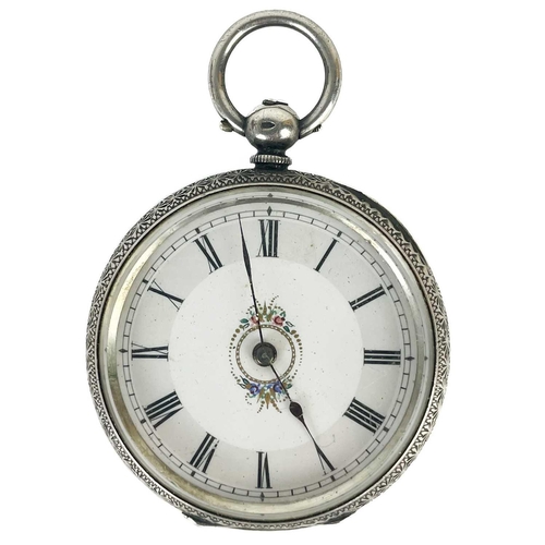 30 - Three silver cased pocket watches. To include a .935 silver cased Swiss fob watch, the lever movemen... 