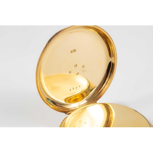 32 - A Victorian 18ct gold open face crown wind lever pocket watch by P. Jacob of Falmouth. The 41mm whit... 