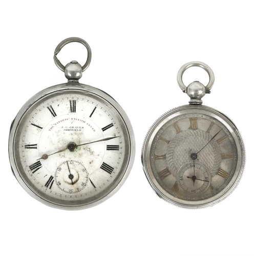 34 - Two silver cased key wind pocket watches. One with 42mm white enamel dial inscribed 'THE EXPRESS ENG... 