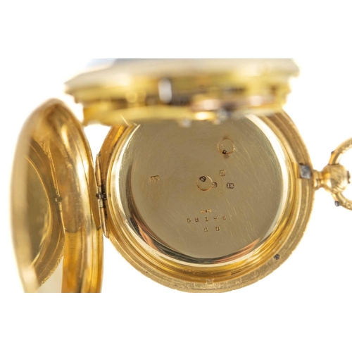 36 - A Victorian 18ct gold cased full hunter key wind pocket watch. The 40mm white enamel dial signed JAS... 