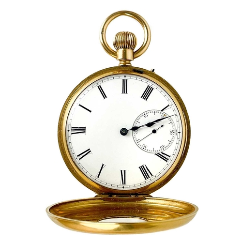 38 - A good Victorian 18ct gold half hunter crown wind pocket watch by David Keys. The unsigned 44mm whit... 