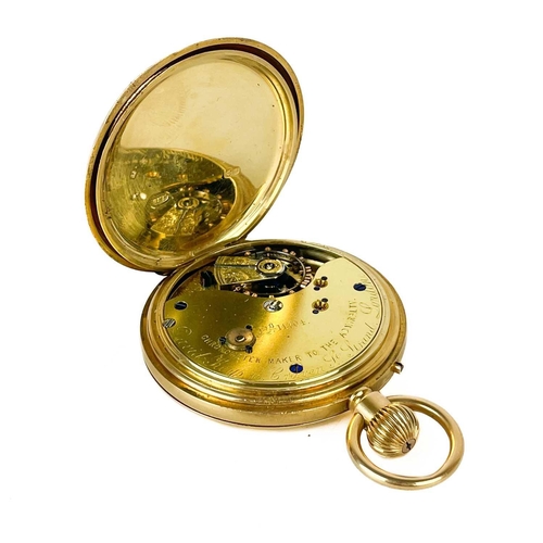 38 - A good Victorian 18ct gold half hunter crown wind pocket watch by David Keys. The unsigned 44mm whit... 