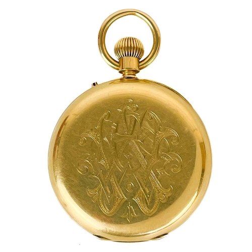 38 - A good Victorian 18ct gold half hunter crown wind pocket watch by David Keys. The unsigned 44mm whit... 