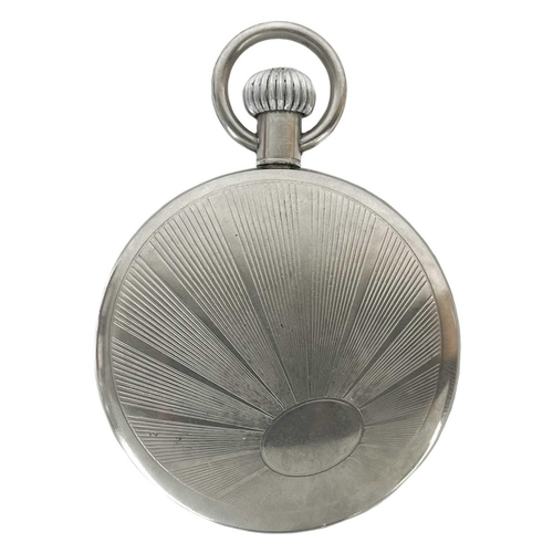 39 - A Duke 'RAILWAY TIMEKEEPER' crown wind nickel case pocket watch. Diameter 48mm.