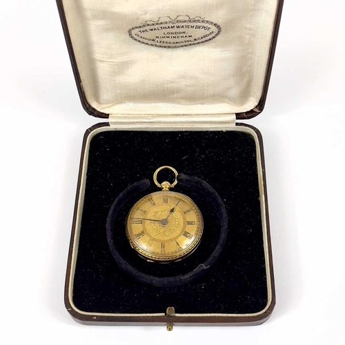 5 - A Victorian 18ct gold fob pocket watch by Army & Navy Co-Operative Society. With lever fusee movemen... 