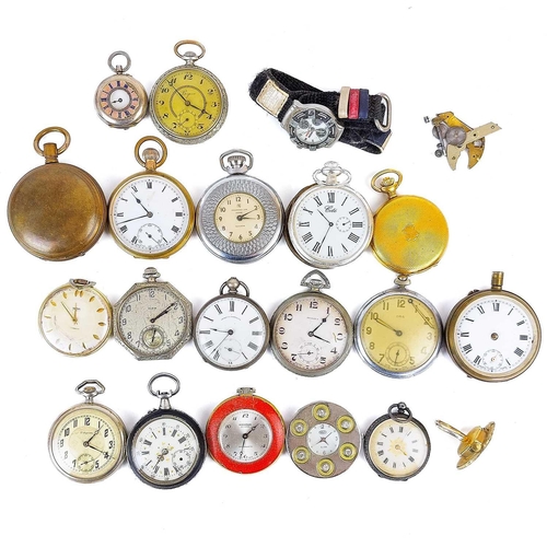 64 - A collection of pocket and wrist watches for spares and repairs. All in base metal cases.