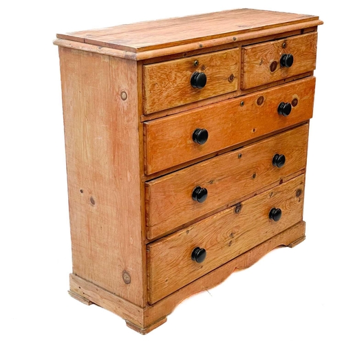 119 - A 19th century pine chest of drawers with two short drawers and three long, height 104.5cm width 109... 