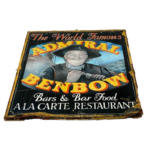 147 - An Admiral Benbow painted public house sign from Chapel Street, Penzance. Titled 'The World Famous',... 