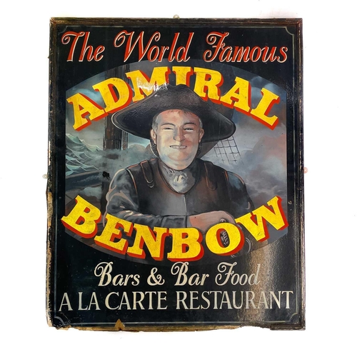 147 - An Admiral Benbow painted public house sign from Chapel Street, Penzance. Titled 'The World Famous',... 