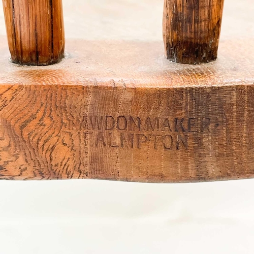 15 - A beech and elm Windsor chair by Samuel Snawdon, Yealmpton. With stick back, stamped mark, together ... 