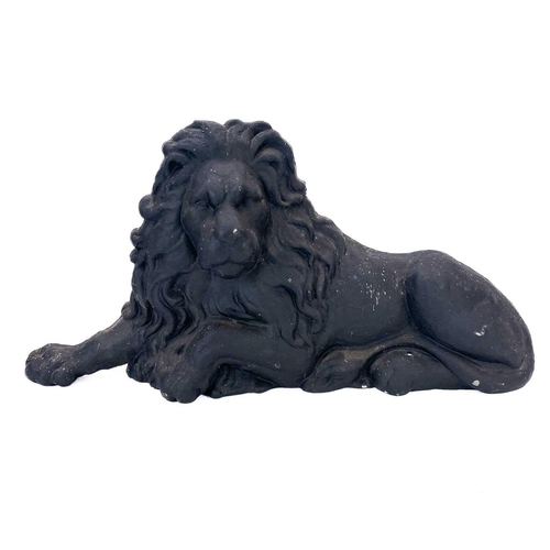 152 - A pair of Victorian painted cast iron lion and unicorn figures. Length 70 and 64cm.No structural dam... 