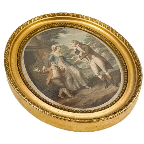 178 - After Moorland circular mezzotint of The Farmers Visit to his Married Daughter in Town. Diameter 19.... 