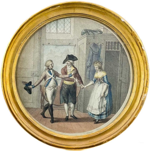 178 - After Moorland circular mezzotint of The Farmers Visit to his Married Daughter in Town. Diameter 19.... 