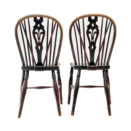 185 - A pair of 'Prince of Wales' fruitwood, ash and elm Windsor dining chairs. 19th century, with solid s... 