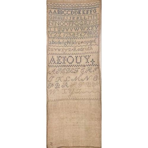 187 - A 19th century sampler. By Ann Skues aged 11 dated 1841, 40cm x 24cm, together with another sampler ... 