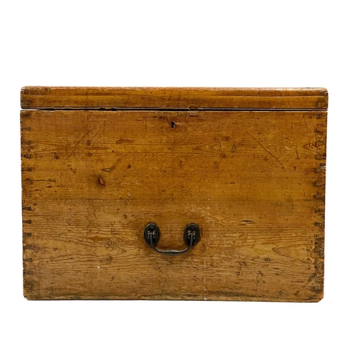 191 - A late Victorian pine silver chest. Felt lined with three iron handles, height 46.5cm width 65.5cm d... 