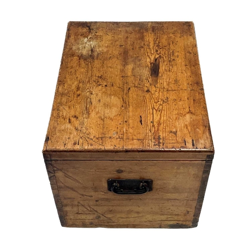 191 - A late Victorian pine silver chest. Felt lined with three iron handles, height 46.5cm width 65.5cm d... 