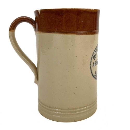 202 - A Victorian stoneware quart mug. With printed inscription 'Robert Burns Abbey Hotel Buildwas', with ... 