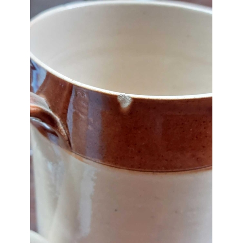 202 - A Victorian stoneware quart mug. With printed inscription 'Robert Burns Abbey Hotel Buildwas', with ... 