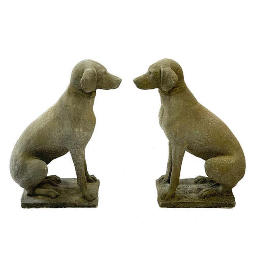 228 - A pair of reconstitued stone figures of pointers. .Height 74cm, width 26cm, depth 42cm.