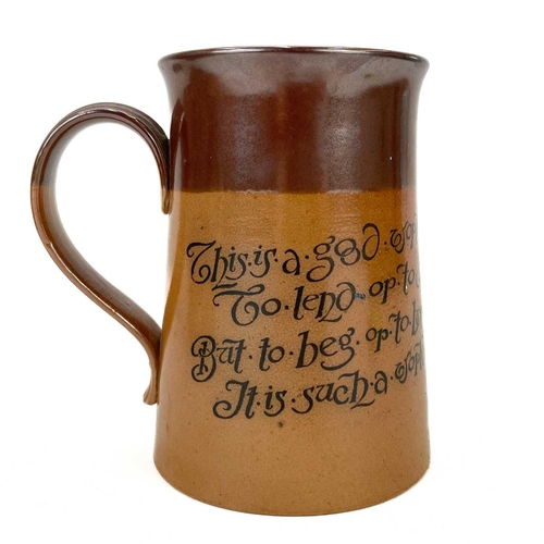 233 - Edward Bingham A Castle Hedingham pottery mug. Bearing the date 1646, height 17cm, together with a D... 