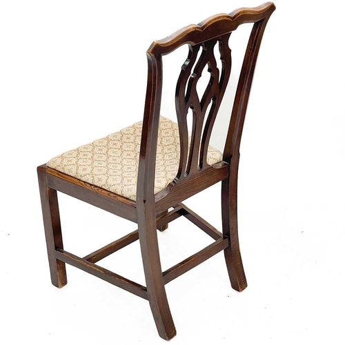 247 - Four early 19th century fruitwood chairs. With pierced back splats and drop in seats, height 94cm wi... 