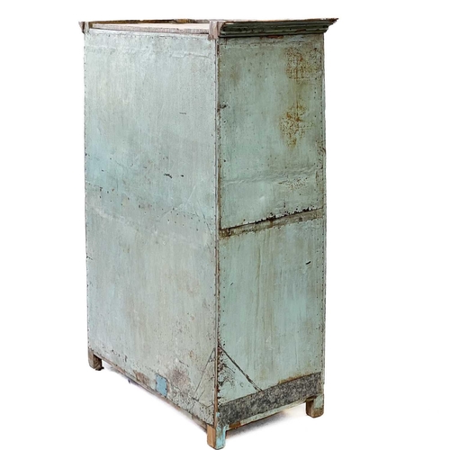 45 - A Himalayan painted metal cabinet. Height 150cm, width 102cm, depth 52cm.