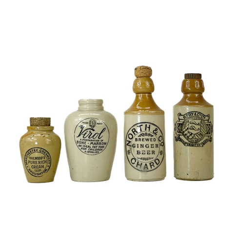 58 - A group of six stoneware ginger beer and other beverage flagons. Including some named for J.H.Jones ... 