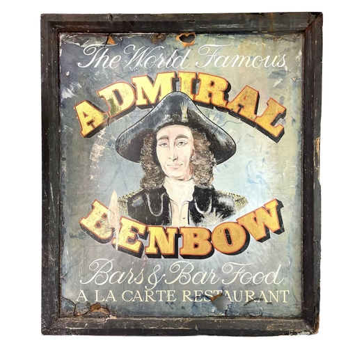 68 - A pub sign from Admiral Benbow public house, Penzance. Titled 'The World Famous', painted double-sid... 