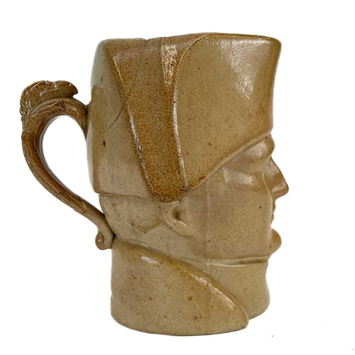 76 - A salt glaze stoneware Napoleon character jug. Circa 1840, probably Stephen Green, Lambeth, indistin... 