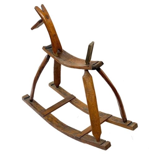 84 - A cider barrel rocking horse. Constructed from the oak barrel sections, the underside of the saddle ... 