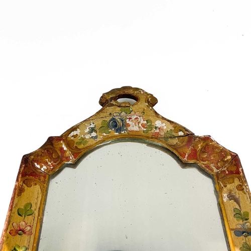 89 - A 19th century gesso painted twin handled mirrored tray. Decorated in flowers and trellis patterns, ... 