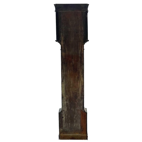 94 - An oak eight-day longcase clock. The 29cm square brass dial signed Rogers, Leominster, with calendar... 