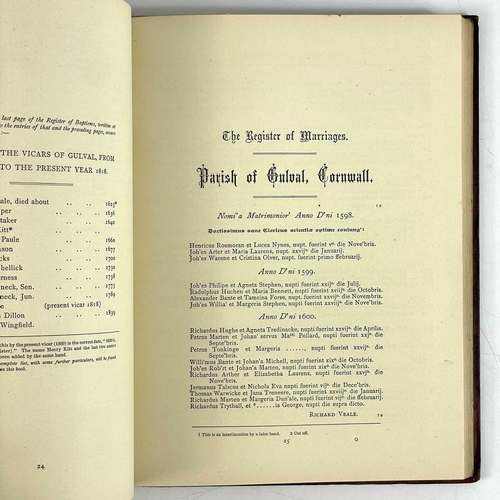 122 - George Bown Millett and William Bolitho. 'The Parish Registers of Gulval (Alias Lanisley) in the Cou... 