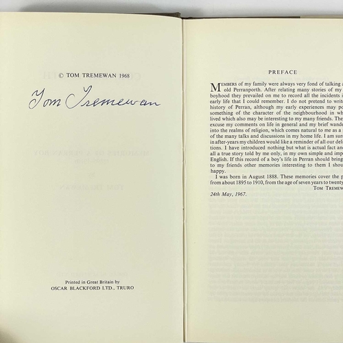 126 - Tom Tremewan. Two works. Tom Tremewan. 'Cornish Youth Memories of a Perran Boy (1815-1910),' 1968, f... 