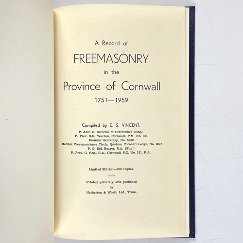 134 - Cornish Freemasonry. Three works. Wor. Bro. John Tonkin and Wor. Bro. the Rev L. C. C. Carpenter. 'H... 