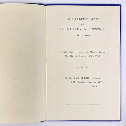 134 - Cornish Freemasonry. Three works. Wor. Bro. John Tonkin and Wor. Bro. the Rev L. C. C. Carpenter. 'H... 