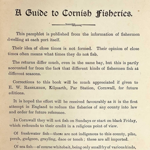 136 - E. W. Rashleigh. 'Where to Fish, When to Fish', A brief guide to edible Cornish fishes'. First editi... 