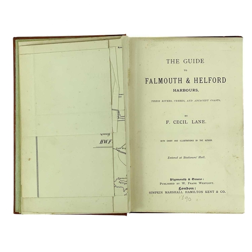 138 - F. Cecil Lane. 'Guide to Falmouth & Helford Harbours'. First edition, bound in at the front a map of... 