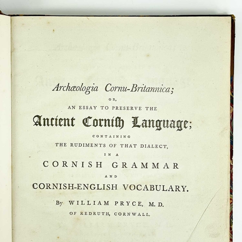 146 - William Pryce. 'Cornish Grammar and Vocabbulary'. Archaelogica Cornu-Britannica; or an essay to pres... 