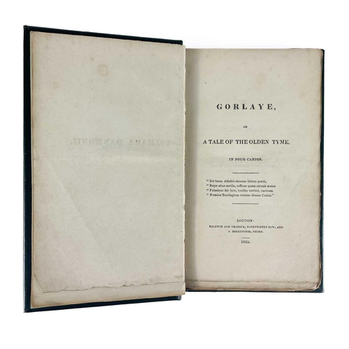 180 - John Magor Boyle. 'Cithara Danmonii: Gorlaye,' 'Or a Tale of the Olden Tyme, in Four Cantos,' first ... 