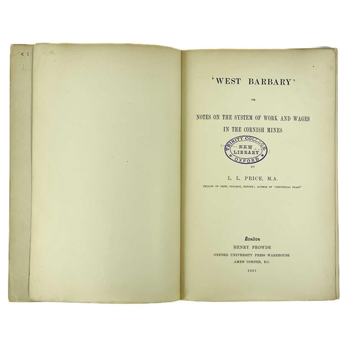 207 - L. L. Price (Fellow of Oriel College). 'West Barbary,' 1891. 'Or Notes on the System of Work and Wag... 