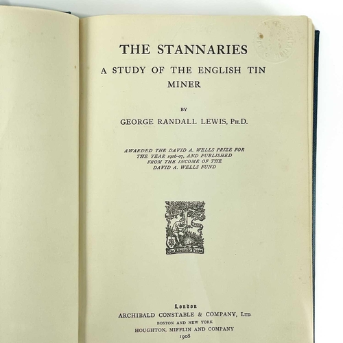 209 - George Randall Lewis. 'The Stannaries,' 1908. 'A Study of the English Tin Miner,' first edition, thi... 