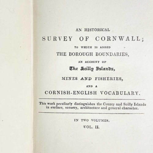 214 - William Penaluna (Printer and Publisher). 'An Historical Survey of the County of Cornwall, etc,' sec... 