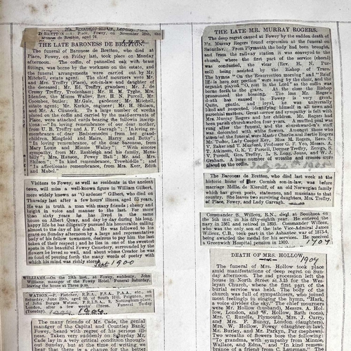 227 - Fowey interest. Scrap albums with newspaper cuttings, 1870-1920. Albums relating in particular to Fo... 