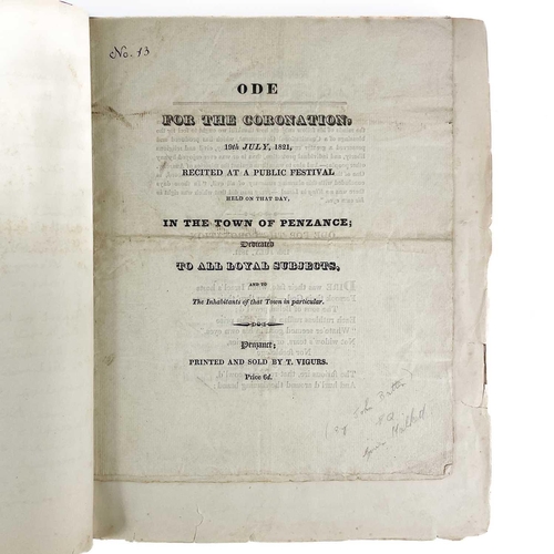 271 - 'Cornish Tracts,' fourteen rare Cornish works, bound in one volume. John Batten. 'Ode for the Corona... 