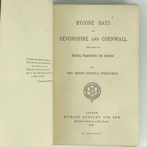 288 - Mrs Henry Pennell Whitcombe. 'Bygone Days in Devonshire and Cornwall'. 'With Notes of Existing Super... 