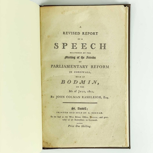 298 - John Colman Rashleigh, 1811. 'A Revised Report of a Speech Delivered at the Meeting of the Friends o... 