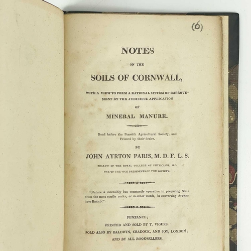 299 - John Ayrton Paris. 'Note on the Soils of Cornwall,' 1815. 'With a View to form a Rational System of ... 